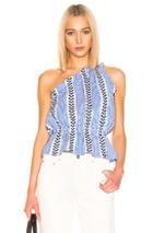Lemlem Kesiti One Shoulder Blouse In Blue,stripes