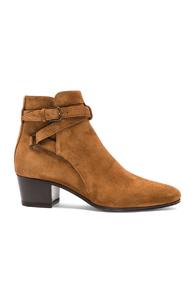 Saint Laurent Suede Blake Boots In Brown