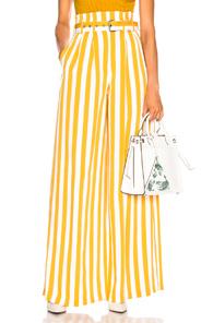 Maison Margiela Belted Striped Wide Leg Pants In Stripes,yellow