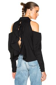 Jonathan Simkhai Ruffle Back Top In Black
