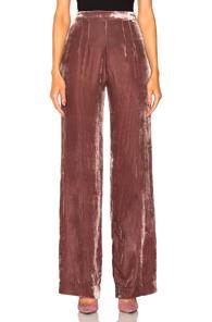 Theperfext Alex High Waisted Velvet Pants In Pink