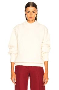 Victoria Beckham Alpaca Sweater With Elbow Patches In White
