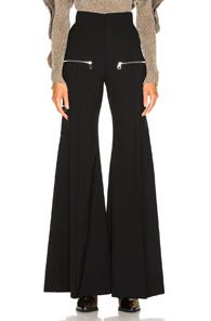 Chloe High Rise Zip Detail Flared Pants In Black