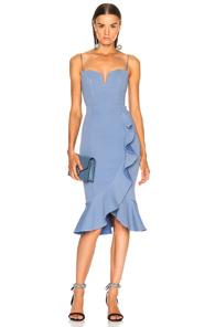 Nicholas Bandage Frill Wrap Dress In Blue