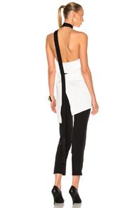 Roland Mouret Boltwood Satin Crepe Top In Black,white