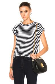 Nili Lotan Short Sleeve Baseball Tee In Black,white,stripes