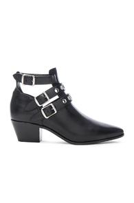 Saint Laurent Rock Rivet Stud Leather Boots In Black