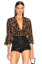 L'agence Cara Wrap Blouse In Abstract,brown,black