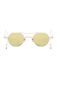 Thom Browne Round Sunglasses In Yellow,metallics