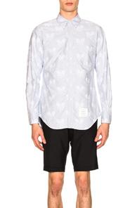 Thom Browne Classic Point Collar Shirt In Abstract,blue