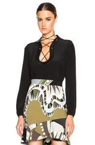 Emilio Pucci Lace Up Blouse In Black