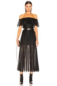 Alexander Mcqueen Off The Shoulder Sheer Dress In Black