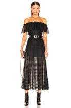 Alexander Mcqueen Off The Shoulder Sheer Dress In Black