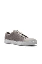 Lanvin Felt And Calfskin Low Top Sneaker In Gray