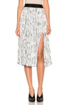 Prabal Gurung Wavy Rib Jersey Pleated Skirt In Black,stripes,white