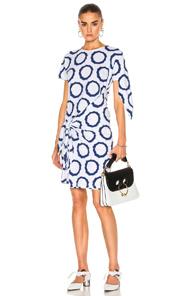 J.w. Anderson Single Knot Tee Dress In Blue,geometric,white