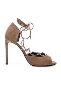 Saint Laurent Suede Kate Lace Up Heels In Brown