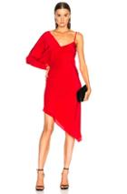 Michelle Mason Asymmetrical One Shoulder Dress In Red