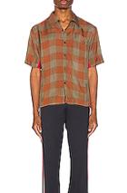 Wales Bonner Pocket Shirt In Green,plaid,orange