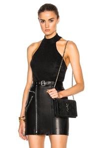 Saint Laurent Lurex Sleeveless Top In Black,metallics