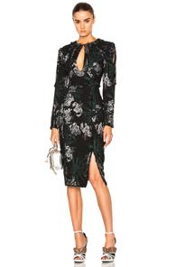 Erdem Hedy Jacquard Chrissy Dress In Black,green,floral,metallics