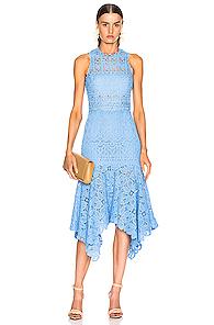 Jonathan Simkhai Crochet Lace Handkerchief Dress In Blue