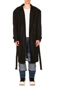 Y Project Double Breasted Trench Coat In Black