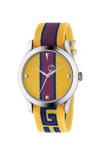 Gucci 38mm G-timeless Logo Strap Watch In Yellow