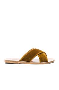 Ancient Greek Sandals Velvet Thais Sandals In Yellow,brown