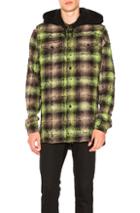 Off-white Diagonal Check Hooded Shirt In Green,checkered & Plaid
