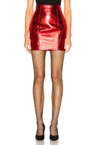 Saint Laurent Slouch Lame Skirt In Red,metallics