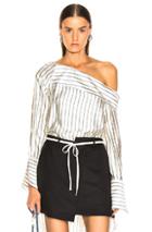 Monse Off Shoulder Pinstripe Shirt In Blue,stripes,white