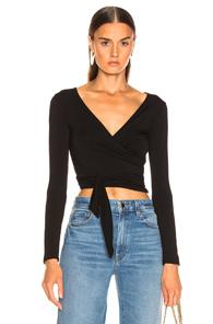 Enza Costa Ballet Wrap Top In Black