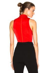 Galvan Sleeveless Swarovski Bodysuit In Red