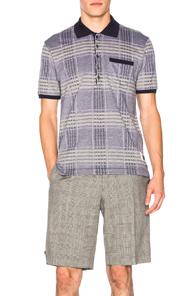Thom Browne Oversize Check Pique Polo In Blue,checkered & Plaid
