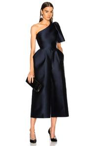 Stella Mccartney Kallie Silk Mix One Shoulder Jumpsuit In Blue