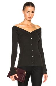 Tibi V Neck Decolate Cardigan In Green