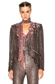 Rodarte Hand Beaded Peplum Jacket In Purple,metallics