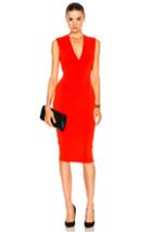 Victoria Beckham Matte Jersey Sleeveless V Neck Fitted Dress In Red