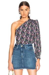 Frame One Shoulder Top In Blue,floral