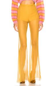 Alberta Ferretti Sheer Wide Leg Pants In Yellow