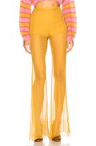 Alberta Ferretti Sheer Wide Leg Pants In Yellow