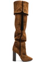 Saint Laurent Suede Meurice Tassel Slouchy Boots In Brown