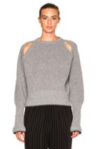 Givenchy Cropped Shoulder Cut Out Sweater In Gray