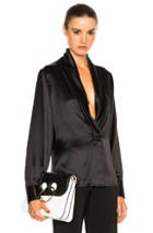 Loewe V Neck Satin Top In Black