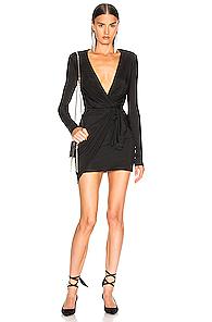 Alexandre Vauthier Plunging Wrap Mini Dress In Black
