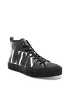 Valentino Leather Vltn Hi Top Sneakers In Black