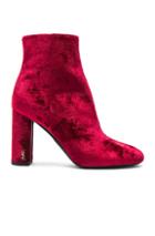 Saint Laurent Velvet Loulou Pin Boots In Red
