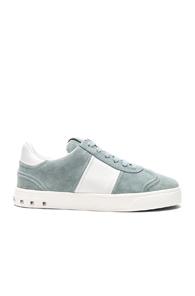 Valentino Suede Fly Crew Sneakers In Blue