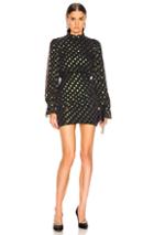 Saloni Rina Dress In Black,green,polka Dots,metallic